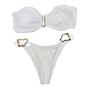 WOMEN’S STRAPLESS SWIMSUITS-HIGH CUT CHEEKY THING U WIRE BANDEAU BIKINI SET